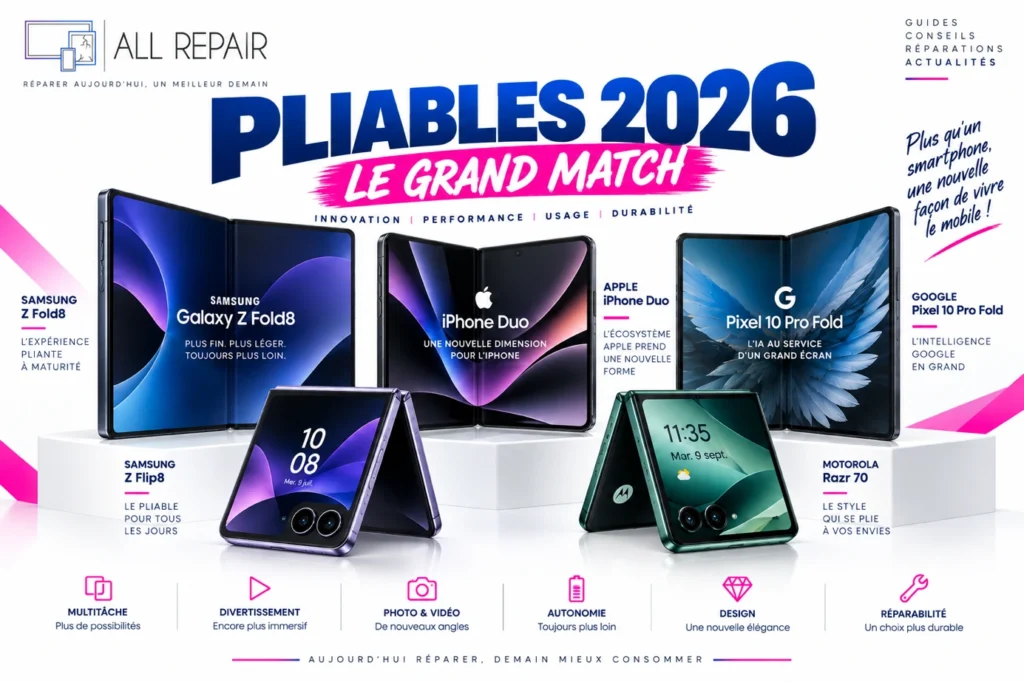 Comparatif des meilleurs smartphones pliables 2026 par AllRepair